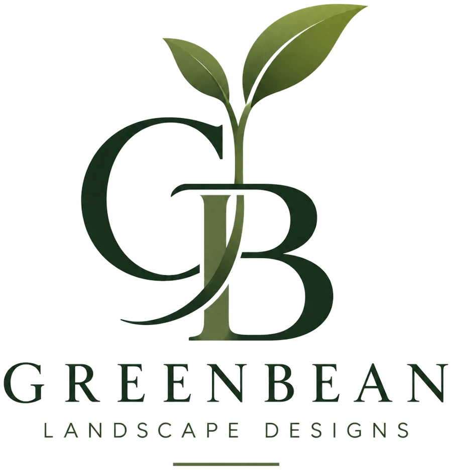 Green Bean Landscape Designs logo: a sprout growing from the letters G and B